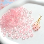 140個以上★8mm 桜　日々草　桃の花　芝桜　ミニお花の樹脂ビーズ  ピンクグラデーション
