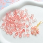 140個以上★8mm 桜　日々草　桃の花　芝桜　ミニお花の樹脂ビーズ  チェリーピンクグラデーション