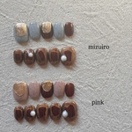 アンティークニュアンスネイル　ニュアンスネイル　個性派ネイル　wawaネイルデザイン　秋ネイル　インクネイル　ぷっくりネイル　つぶつぶネイル