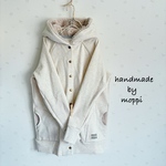 ★ロング丈ふわもこ前開きパーカー★オートミール×薄ベージュファー