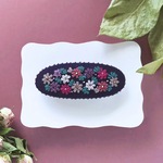 [受注制作] ディープパープルにぷっくりお花＊ビーズ＊刺繍バレッタ　