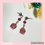 ❇️スワロフスキー・Lt.シャムシマー/F チューリップのジュエリークリップ·ピアス(金具変更可能)