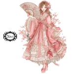 Kimono Blooming A6ステッカー4枚セット🌸 No.236 女の子イラスト コラージュ素材 Mireiオリジナル　女の子ステッカー　人物ステッカー