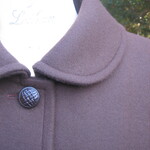 半圧縮ウール・えり付きケープ・コート・チョコレートブラウン