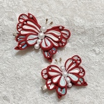 【オーダー品】つまみ細工 アゲハ蝶の髪飾り(紅白&水色グラデーション)大小 2点セット