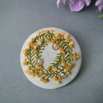 「春を纏う、アンティークミモザ刺繍ブローチ」 大人ナチュラル レトロ 母の日 プレゼント ギフト サムシングフォー サムシングニュー 贈り物 