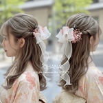 成人式  髪飾り　＊ふんわりリボン＊　キュートなヘッドドレス　❤︎ かすみ草  ユーカリ　袴  振袖  ウェディング　結婚式　✽.｡.:*リボンのカラー変更可能❁.｡.:*:.｡