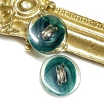 1個 ボタン マーブル グリーン / 緑 ヴィンテージボタン アクセサリーパーツ お洒落 シルバー 銀 天然石風