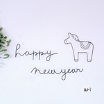 🎍happy new yearとお馬さんセット🎍ワイヤーウォールデコ《虫ピン付》