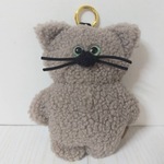 【グレージュ】もじゃ猫キーホルダーポーチ