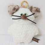 【白×ひょう】もじゃ猫キーホルダーポーチ