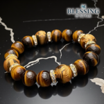 men's タイガーアイ 四神金彫り タイガーアイ AAA 天然石 パワーストーンブレスレット 