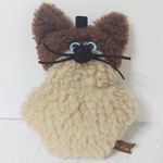 【茶×ベージュはちわれ】もじゃ猫キーホルダーポーチ