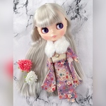 リカちゃん・ブライスアウトフィット◇振袖とファーショールセット　■紫