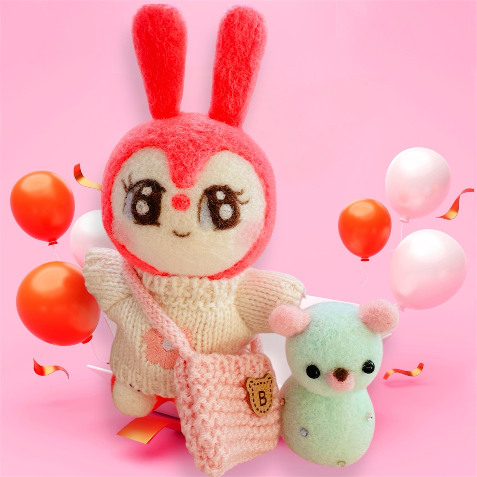雪だるまくまちゃんセット（ピンク）　羊毛フェルト 雪だるまくまちゃんセット（ピンク） 羊毛フェルト Amazon.co.jp: くま