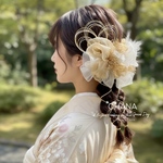 成人式　❤︎かわいいリボンがたっぷり❤︎ 髪飾り　卒業式　結婚式　ウェディング　振袖　袴　七五三　リボンアレンジ　かすみ草　和玉　水引 ✽ OHANA ✽ ideshie  ✽