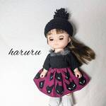 ☆本日の1点限定ワンピースコーナー☆　ファー付き黒猫ワンピース　メルちゃん　ソランちゃん　レミンちゃん　服　着せ替え　人形　ねねちゃん　Mサイズ