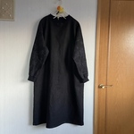 スラブ織ピュアリネン×刺繍地のリブワンピース