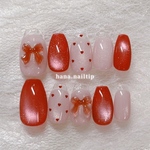 【𝐍𝐨.𝟑𝟒𝟒】Melty Cherry Magnet🍒マグネットネイル　推し活ネイル　ワンホンネイル　成人式　ブライダル　結婚式　ネイルチップ　韓国ネイル　ハナネイル　344