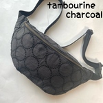 【受注製作】ミナペルホネン  tambourine charcoal ハンドメイドボディバッグ