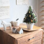 12/10 21時-販売　クリスマスミニツリー・クリアケース付き【ウッディフォレストグリーン・鉢ホワイト】