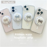 ✧˖°.MagSafe対応  ⑅Ribbon wave grip⑅ スマホグリップ　スマホケース　マグセーフ
