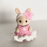 シルバニア赤ちゃん・フレアドレス・お花のヘアバンド・ピンク　①