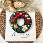 刺繍ブローチ✳︎クリスマスリース