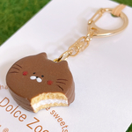 ミニサイズ ねこ チョコパイ キーホルダー　／　フェイクスイーツ　樹脂粘土　