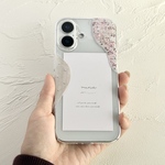 全機種対応 iPhone17クリアケースツイード風ドライフラワーの上品｜グレージュ×レジン大人可愛いクリア透明お花iPhone16 16eproiPhone15GALAXYS25