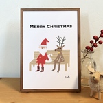 休憩中のサンタとトナカイのクリスマスポスター/クリスマス/ポスター/インテリア