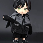 ウィンドブレーカー　服　黒　グレー　粘土人形　1/12 ドール　人形　オビツ11 ピコニーモp ピコドー9 ピコドー10    ねんどろいどどーる　ねんどーる　着せ替え