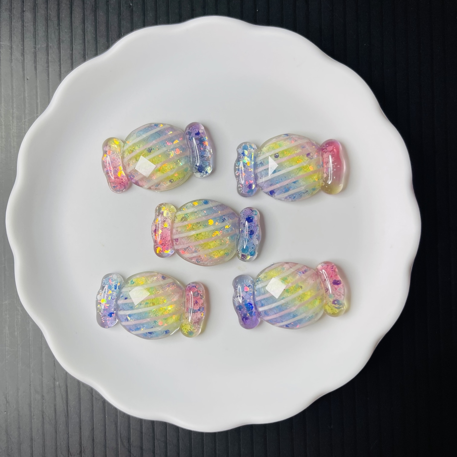 2個】スマイル にこちゃん レインボー フラワー お花 デコパーツ【22mm