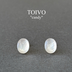 candy/天然石⭐︎ホワイトシェル×クリスタル⭐︎一粒ピアス、イヤリング