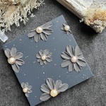 15㎝square  グレー　花　キャンバスアート　インテリア　抽象画　テクスチャーアート　絵画　パール