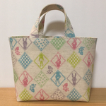 うさぎのスタンプ柄ミニトートバッグ＊ピンク