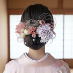 グラデーションダリア　成人式/卒業式/結婚式〜色打掛  フォトウエディング  振袖　袴 晴れ着  着物 和装 リボン　ヘアアクセサリー　髪かざり　水引き　
