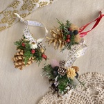 松ぼっくり　カラマツ　ハンドメイド　クリスマス飾り〜ドライフラワー　3個セット