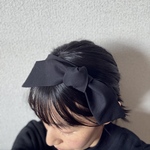 リボンカチューシャ（黒・長めのリボン）