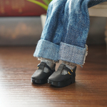 【1/6ドールサイズ】T-strap shoes （グレー×ブラック）