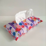 【箱なし用L】外れにくい♪和柄ティッシュカバー｜紫の矢羽根と花模様 ソフトパック用 Lサイズ