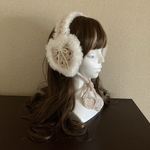 ハートいっぱいのふわふわイヤーマフ　ピンクのミックスカラー