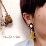 【再5販】秋冬色 ひしがたのビーズ刺繍とタッセルのピアス