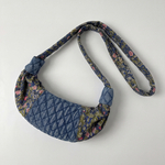 花柄ジャカード切替 キルティングデニムのボディバッグ