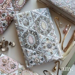 13日(土)21時🕘〜販売！秋冬新作✨インド刺繍生地♡ブックカバー📖 ⑥ 文庫本サイズ 文庫本カバー  ブックマーカー&しおり付き(特典‼️) ロイヤル(pale blue)    3,800円