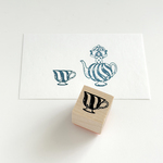 しましまティーカップのはんこ　ラバースタンプ［20×20］