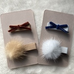 ふわふわファーとベロアリボンのクリップ