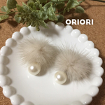 【お試し価格】秋冬ふわふわミンクファー キャッチ ピアス