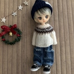 【ピコP、オビツ11サイズ】ノルディック柄セーター　アイボリー