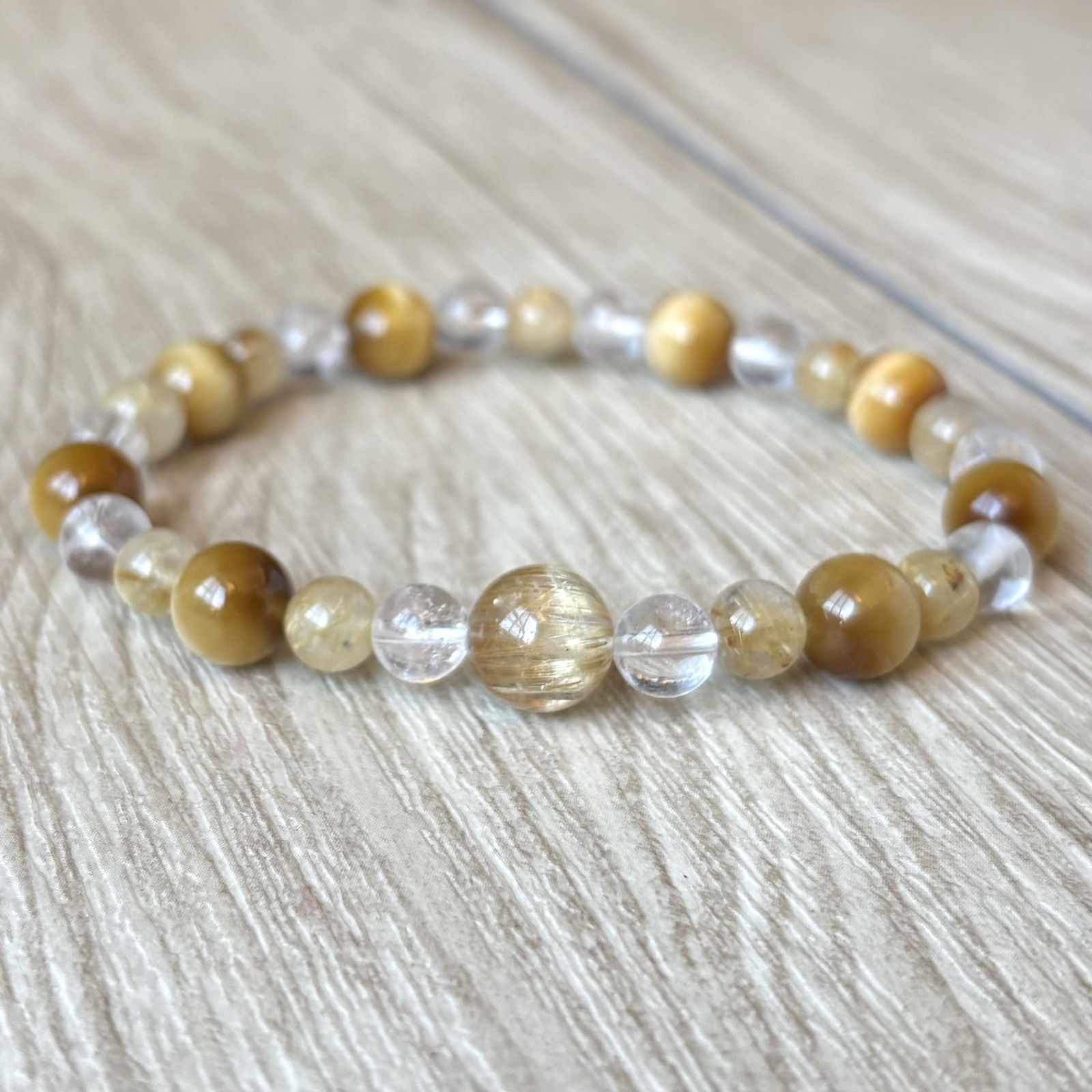 黄金の目で幸運をつかむ/ルチルクオーツ他/パワーストーンブレスレット 黄金の目で幸運をつかむ パワーストーンブレスレット/ルチルクオーツ
